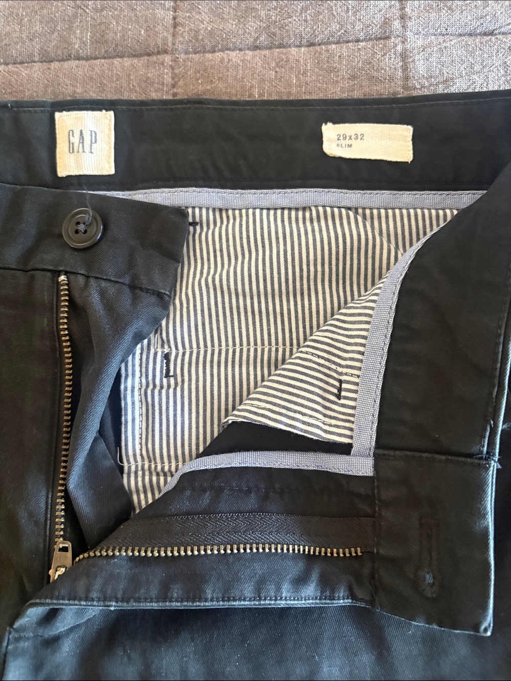 GAP Men's Black Chinos with Striped Inner Lining
